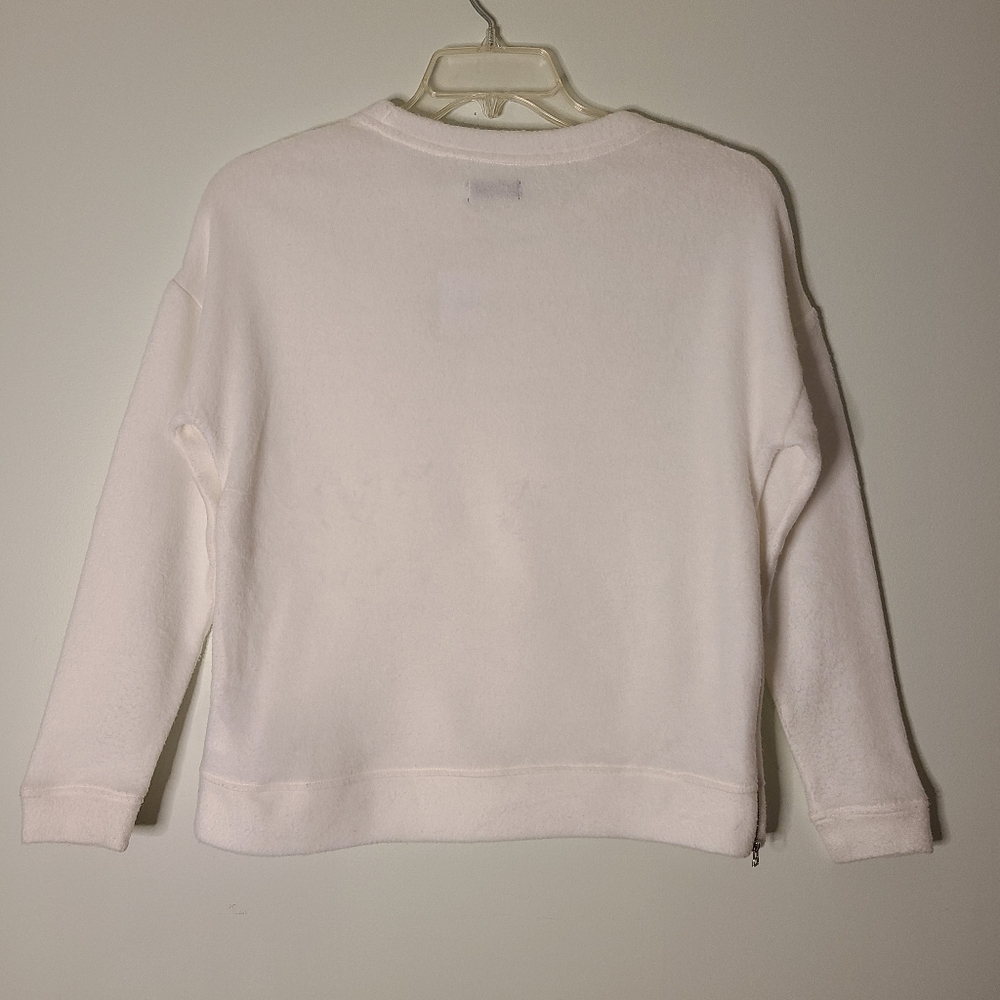 BDG Urban Outfitters White Crew Neck Pullover Sweater Size XS Side Zipper Fleece - Picture 2 of 10